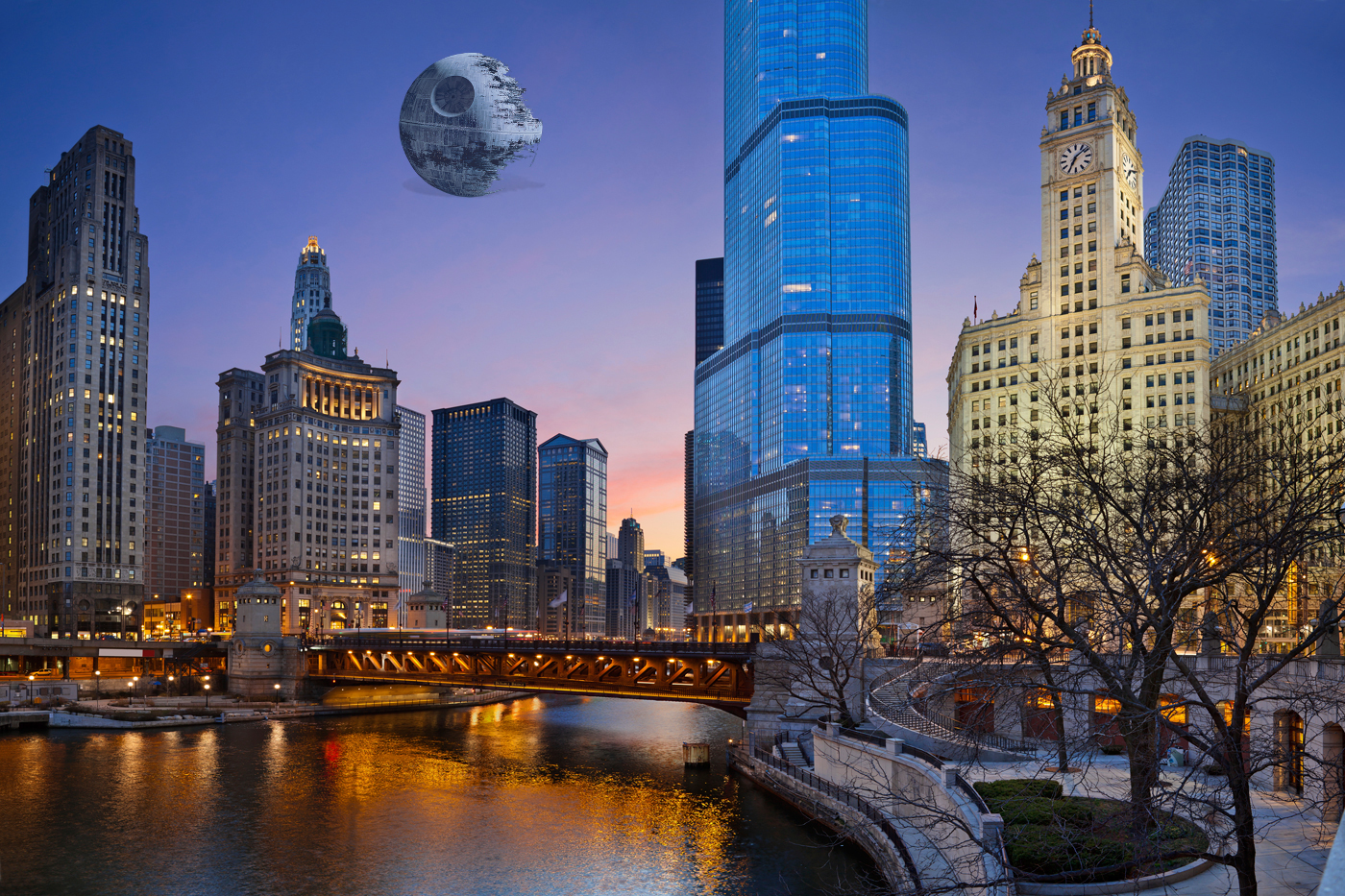 George Lucas-Death Star-Chicago-skyline-2