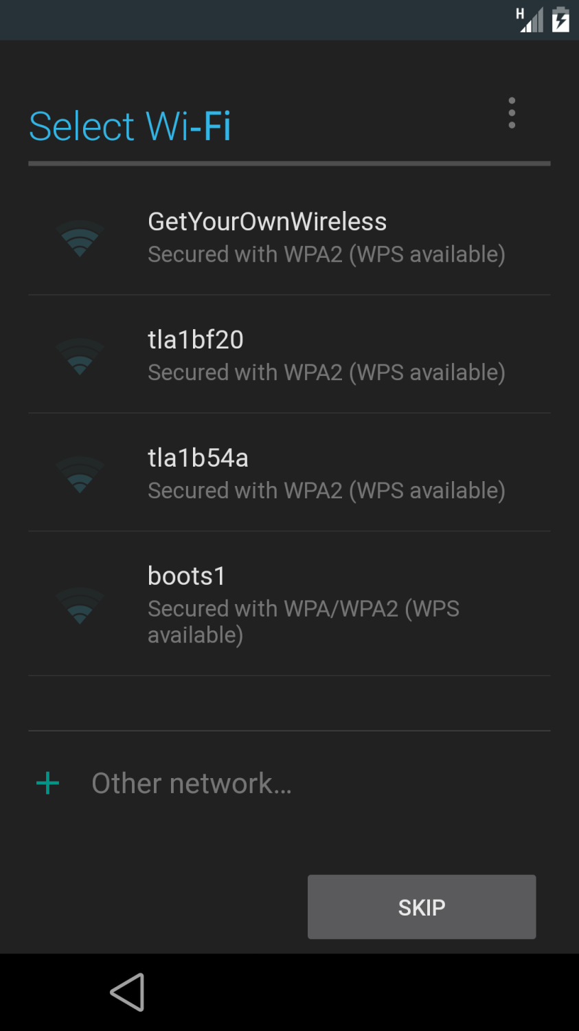 Android L Preview Select Wi-Fi Screenshot