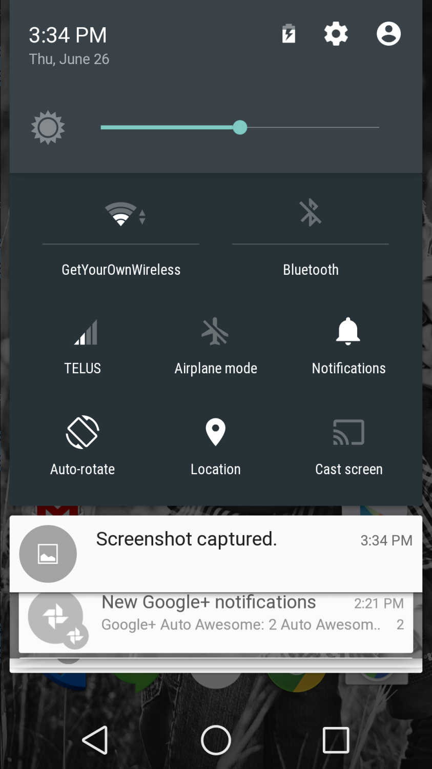 Android L Developer Preview Settings Shade Screenshot