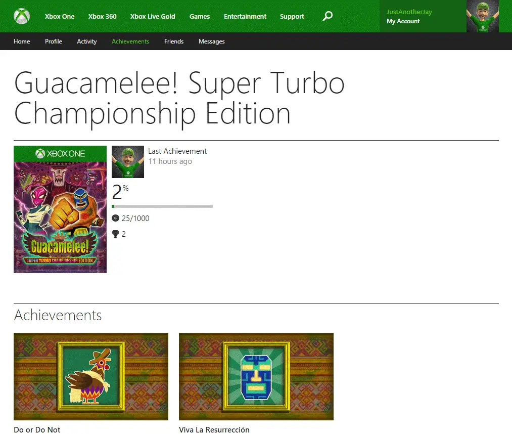Xbox Website Achievements Game Screenshot