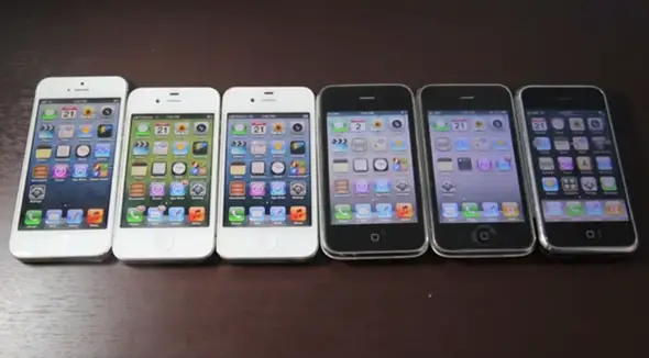 iPhones-side-by-side-3-3gs-4-4s-5-5s-5c