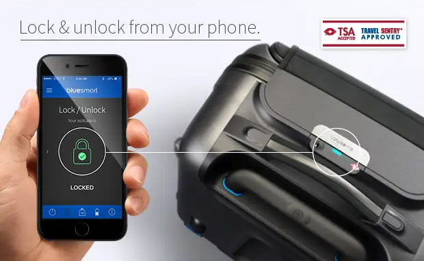 Unlock from your phone (courtesy Bluesmart)