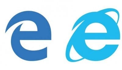 Edge icon on the left, Internet Explorer on the right. 