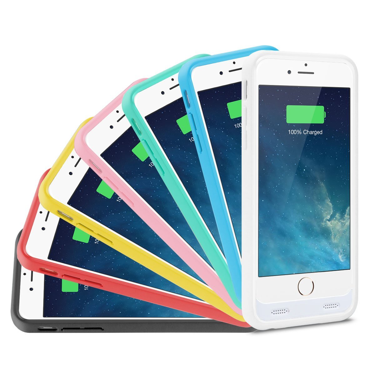 1byone iPhone battery case rainbow bands