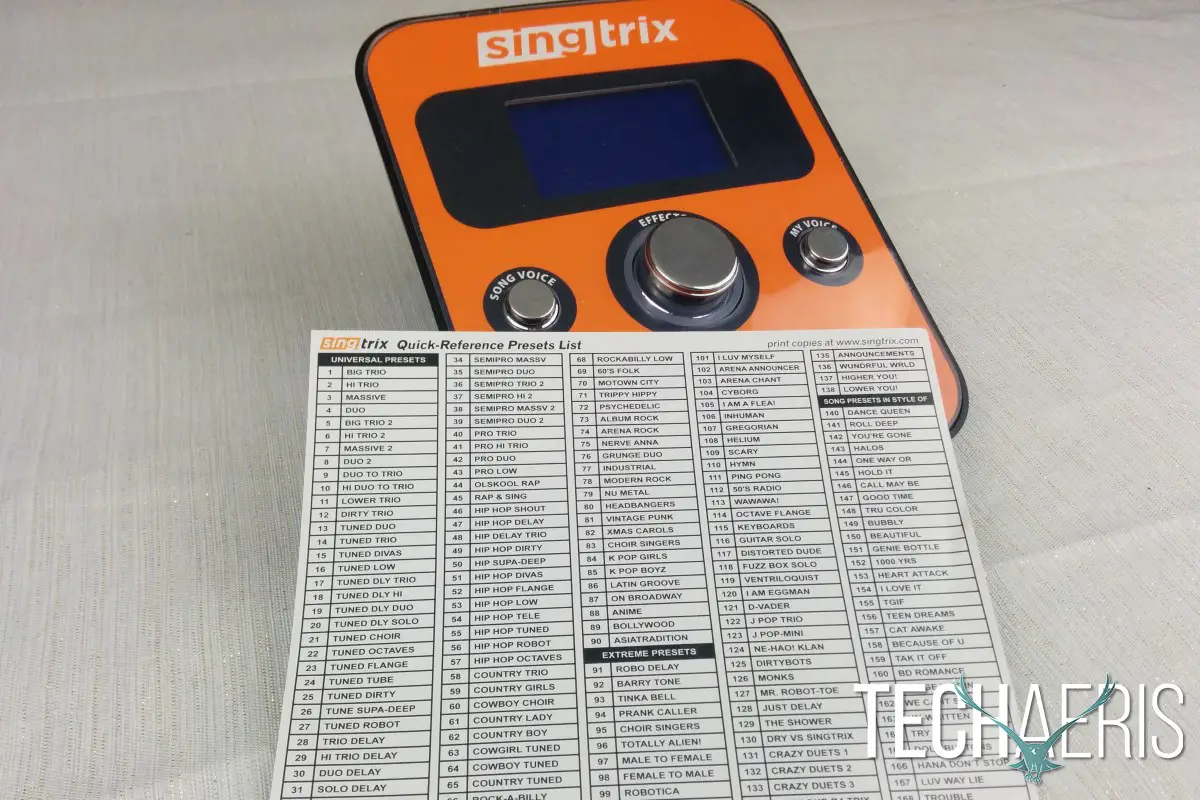 Singtrix Review Box and Effect List