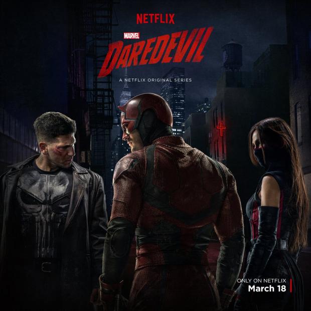 As if it is possible to garner any more anticipation over season 2 of Netflix's Daredevil, a new teaser trailer was released with glimpses of Daredevil himself along with new partners in crime...er...crimefighting, Elektra and The Punisher. An ancient evil is coming. Time to suit up. #Daredevilhttps://t.co/aWko3BLbEi — Netflix ANZ (@NetflixANZ) March 9, 2016 The Punisher, better known as Frank Castle and played by Jon Bernthal had a brief introduction in the first official trailer while Elektra, played by Elodi Yung, got the spotlight in the second trailer for season 2. In a better lit and longer lasting promotional image, all three characters are depicted in what will presumably be their costumes for season 2, with The Punisher in his famous skull t-shirt and leather jacket, Daredevil in his new red threads, and Elektra in daredevil-season-2-costumes-elektra-punisher