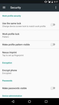 Second Android N Developer Preview - Security