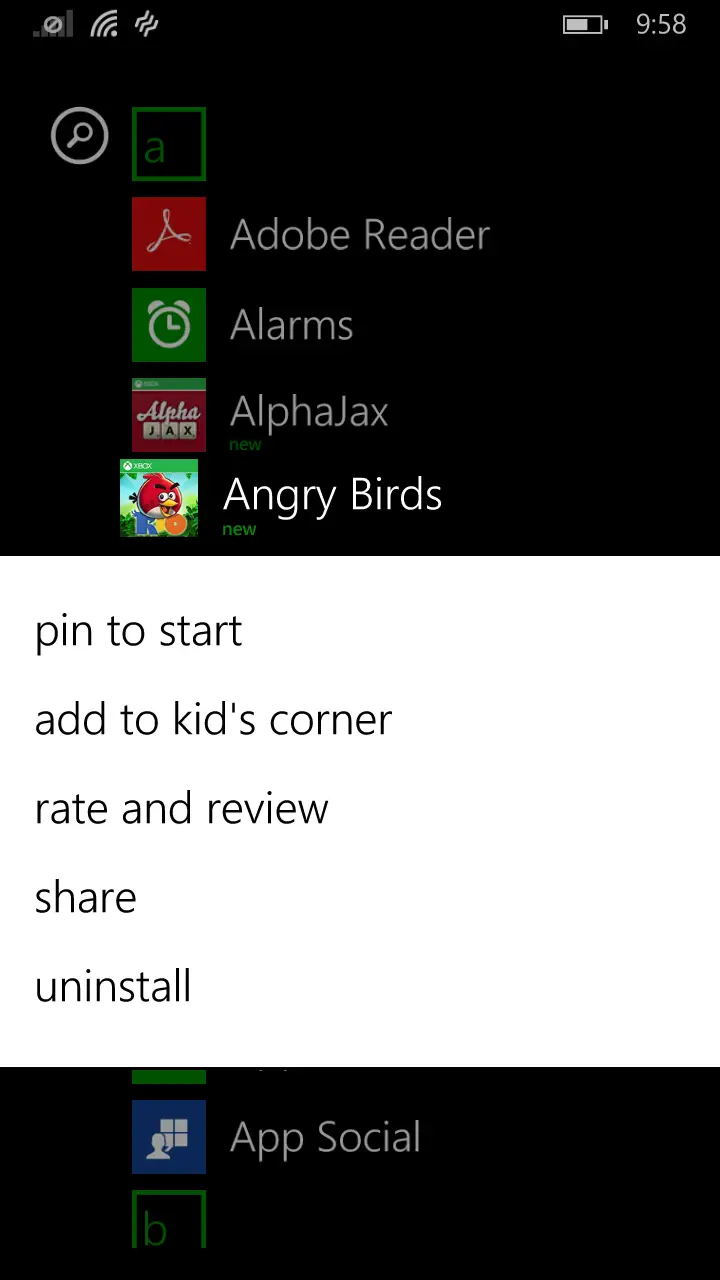 Windows Phone 8.1 Apps Screen
