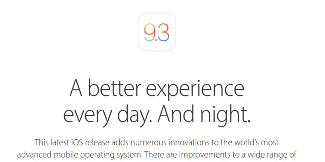 Apple iOS 9.3 Preview FI