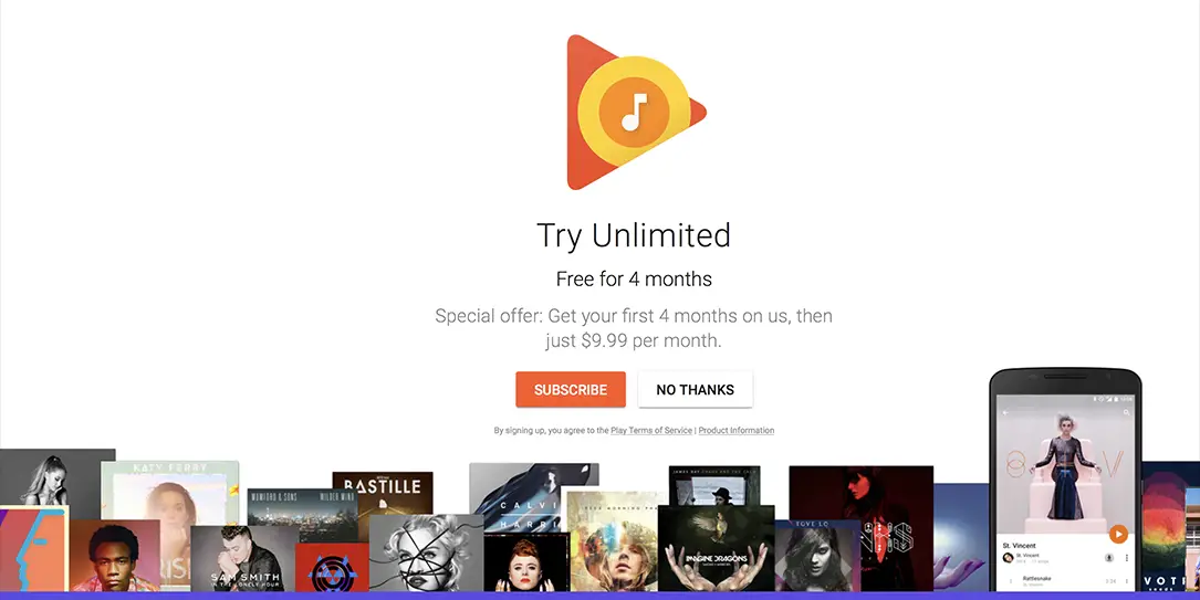 Play Music offers four month trial