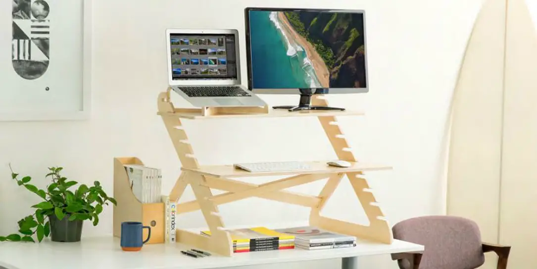 Allstand_2 Sustainable Birch Wood Made in USA by Readydesk Laptop Standing Desk Converter 