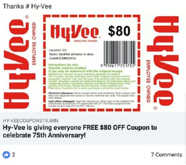 Hy-Vee Coupon Scam