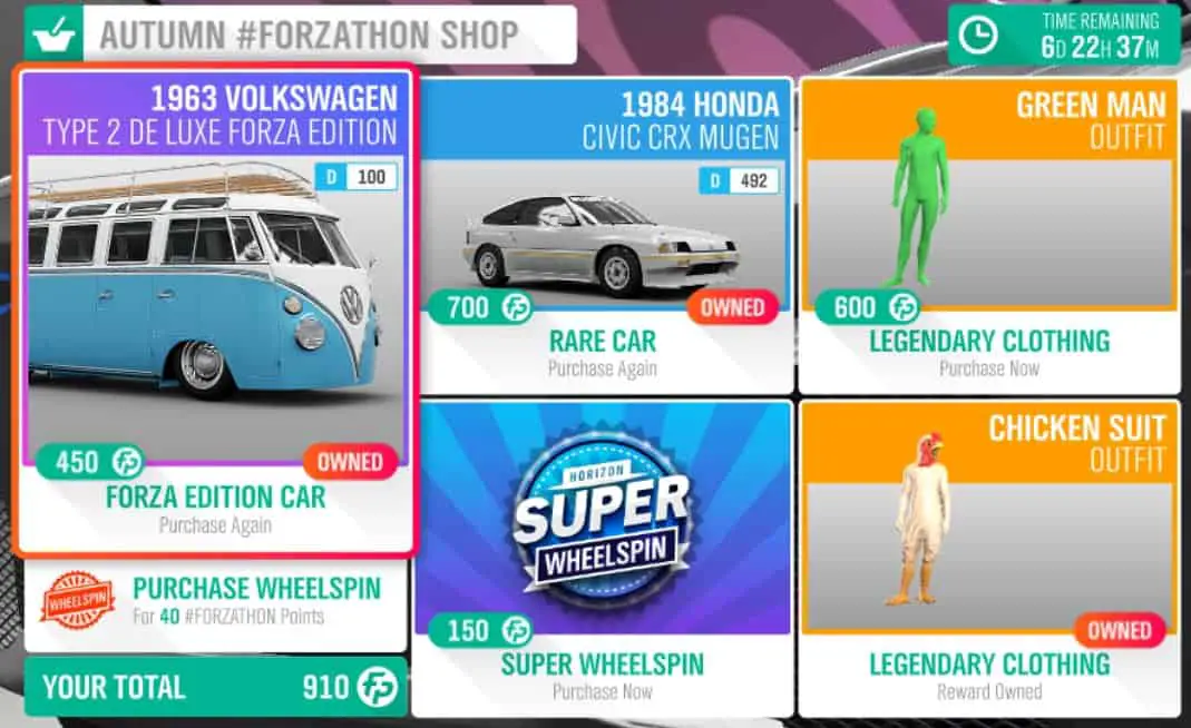 The Forza Horizon 4 Autumn #Forzathon Shop