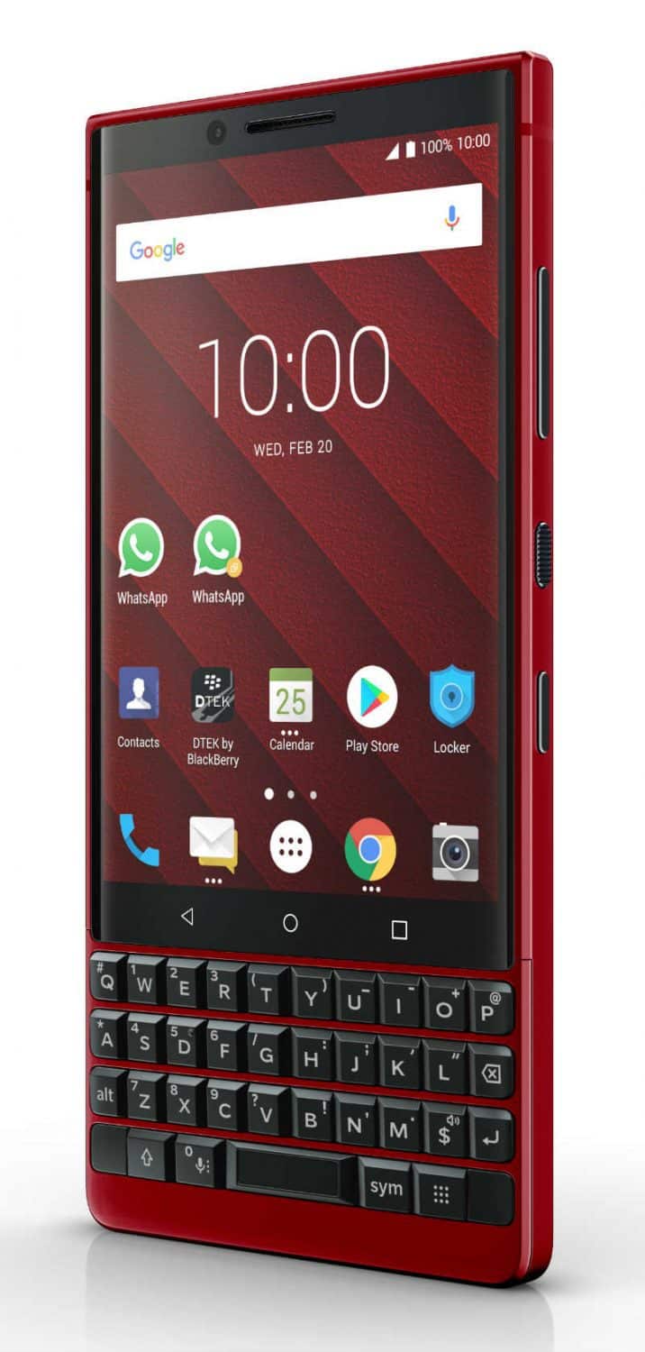 The BlackBerry KEY2 Red Edition smartphone.