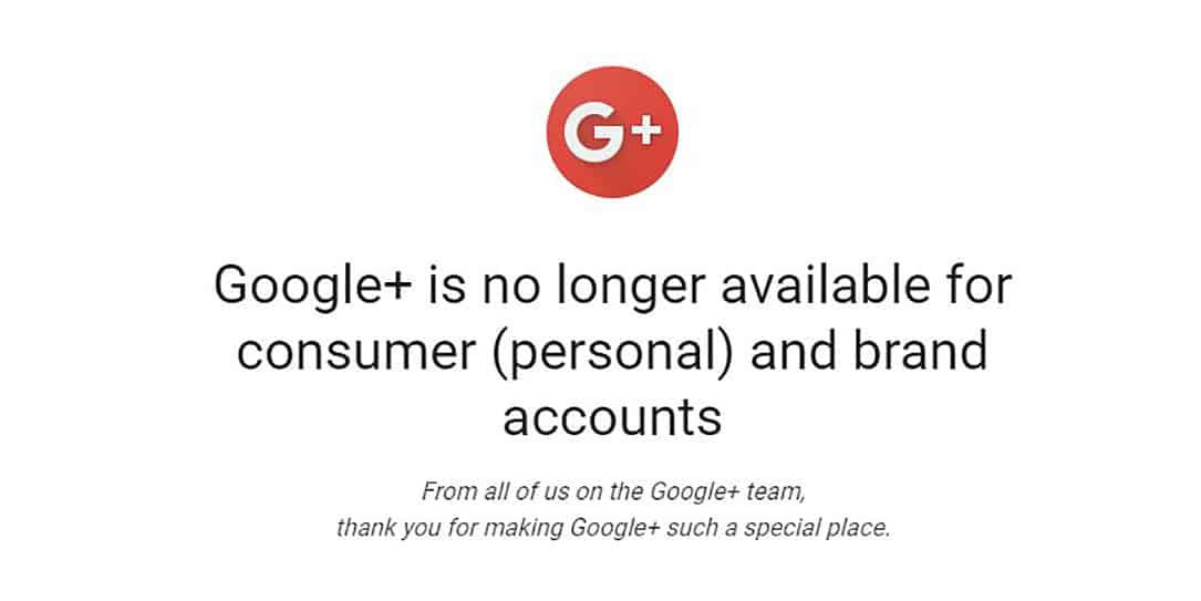 Google Plus closed