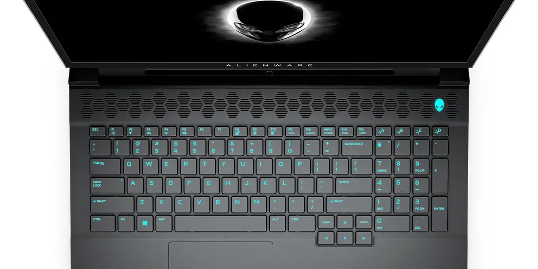 Dell Alienware m17 gaming laptop top view