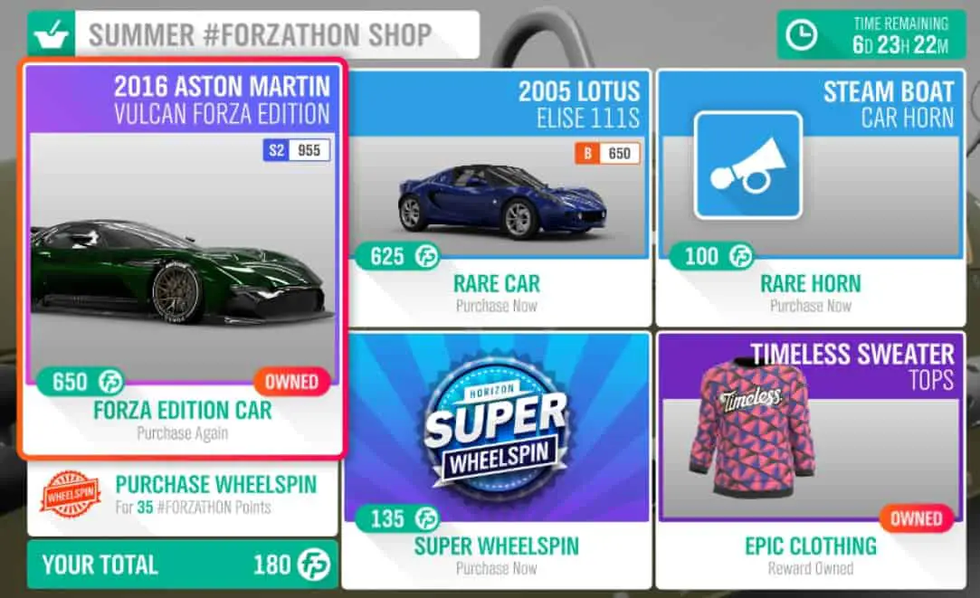Forza Horizon 4 Summer #Forzathon Shop listings for May 9-16th