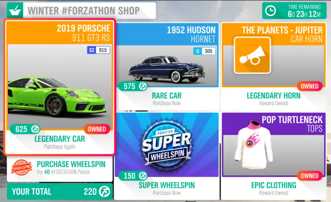The Forza Horizon 4 Winter #Forzathon Shop for June 20-27th 