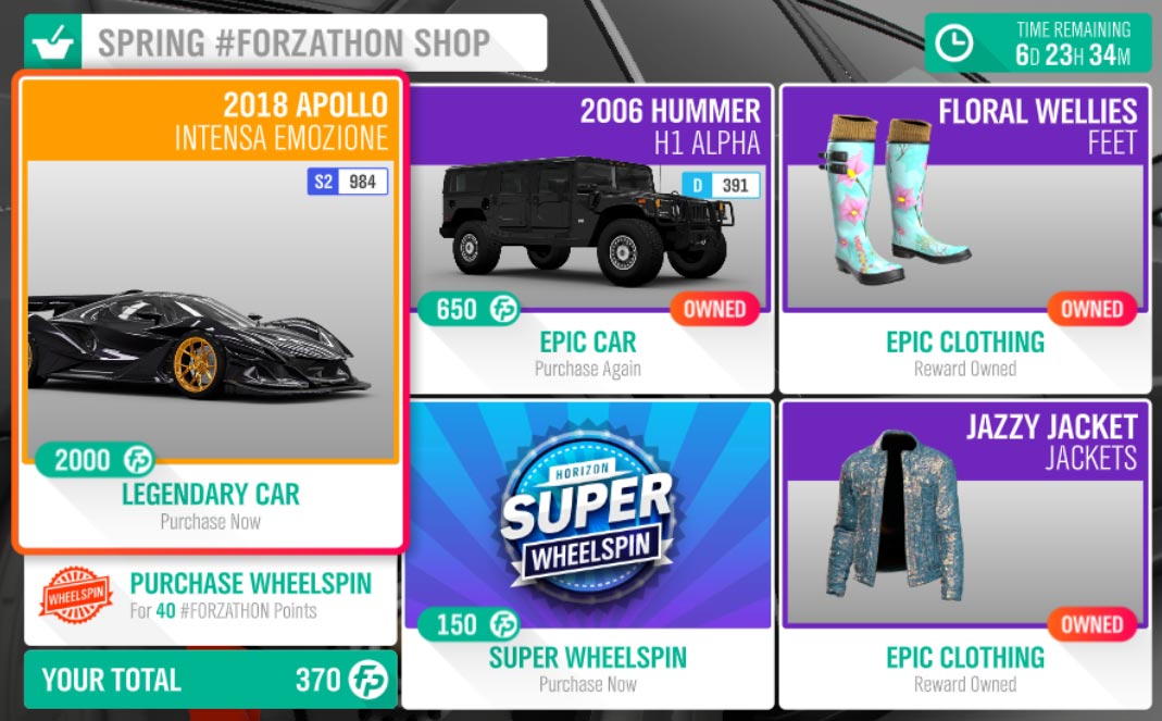 Forza Horizon 4 Spring #Forzathon Shop July 25-August 1