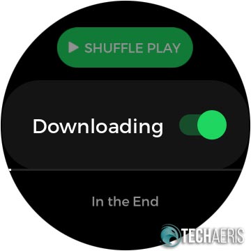 Spotify download option screen on the Samsung Galaxy Watch Active