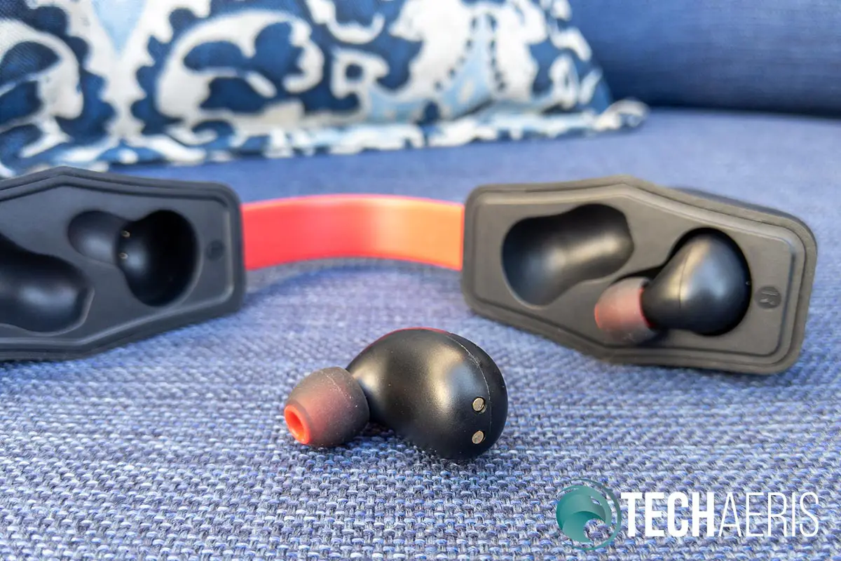 The Mezone Snug-Fit TWS Plus Earbuds and carrying/charging case