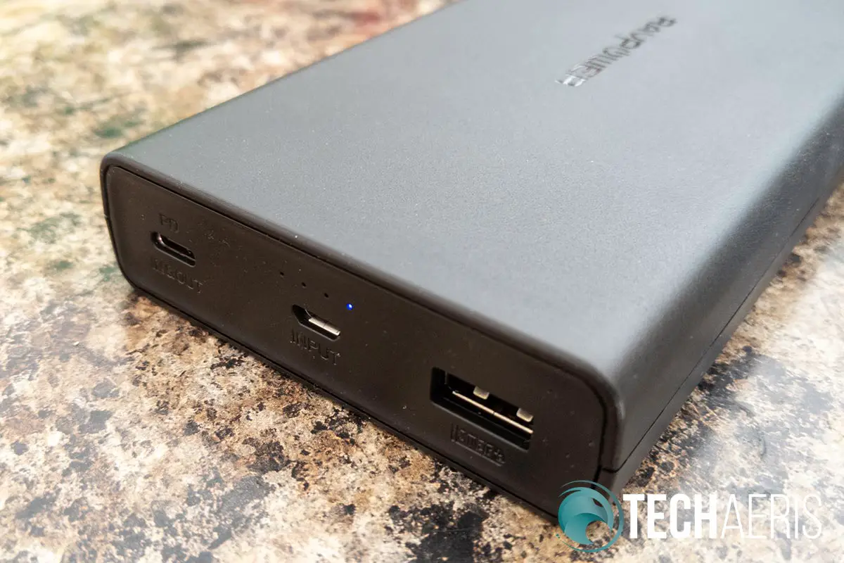 Front ports on the RAVPower 45W Super-C Series Portable Charger