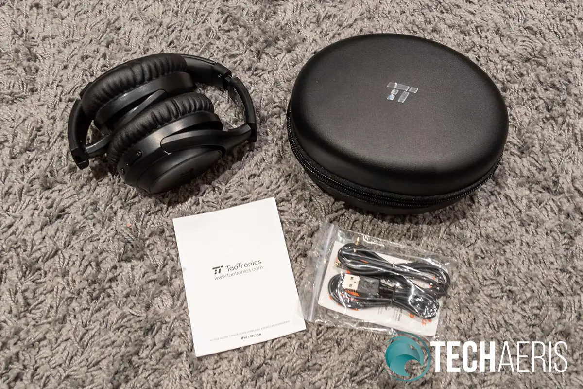 What's included with the TaoTronics SoundSurge 60 Active Noise Cancelling Wireless Stereo Headphones