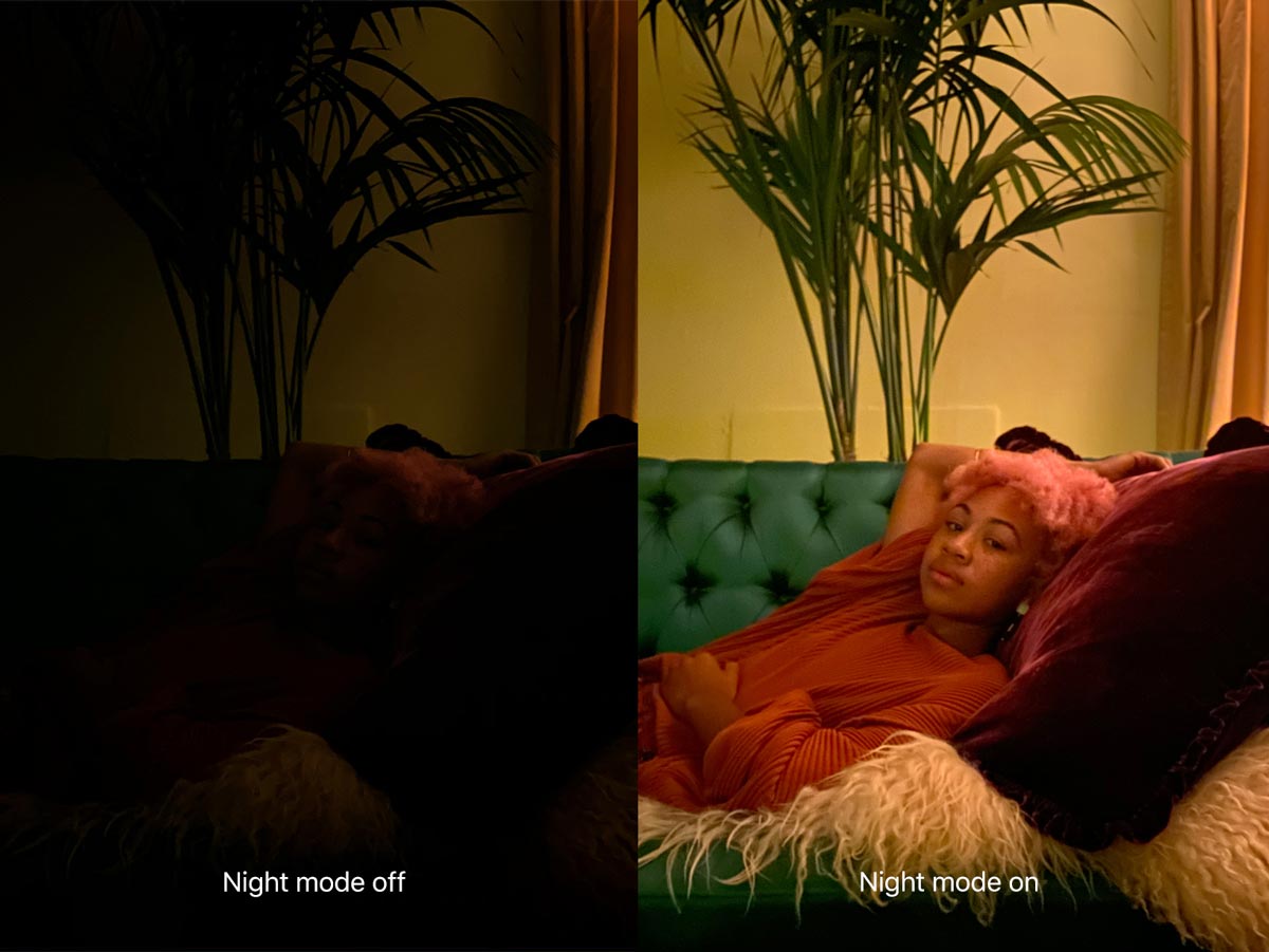 Night Mode will provide better low light pictures without the use of a flash.