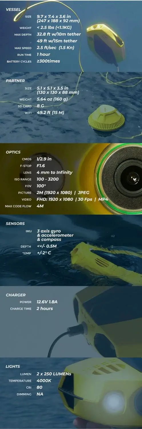 CHASING DORY Underwater Drone specifications