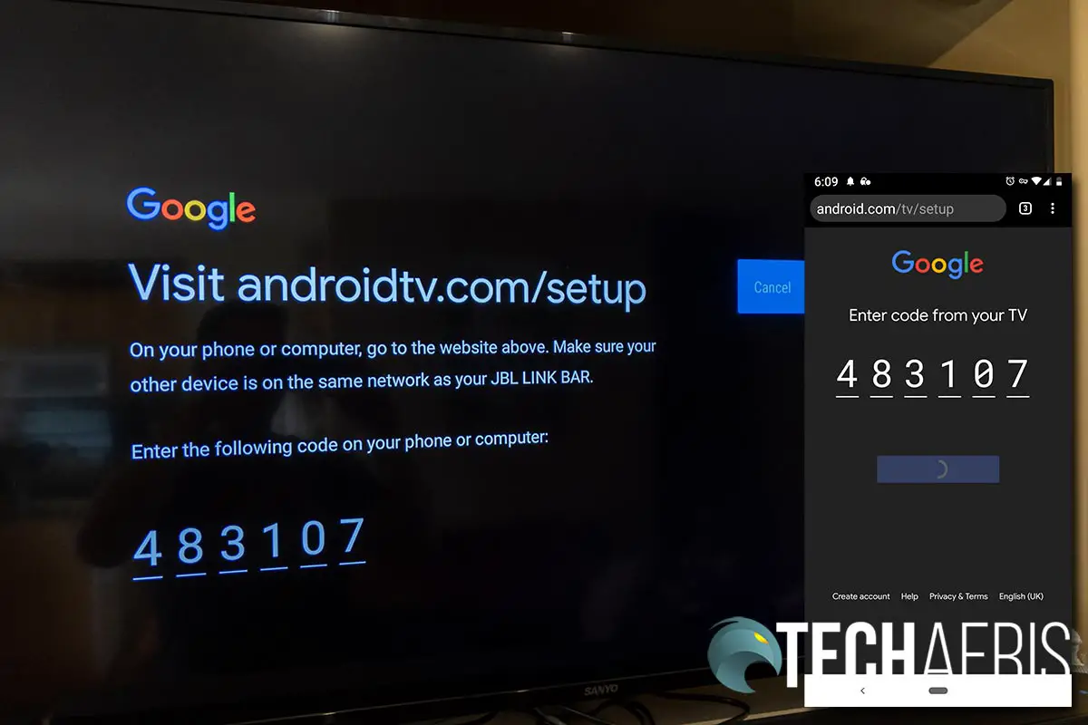 You'll need to use your smartphone to link up the JBL LINK BAR's Android TV feature