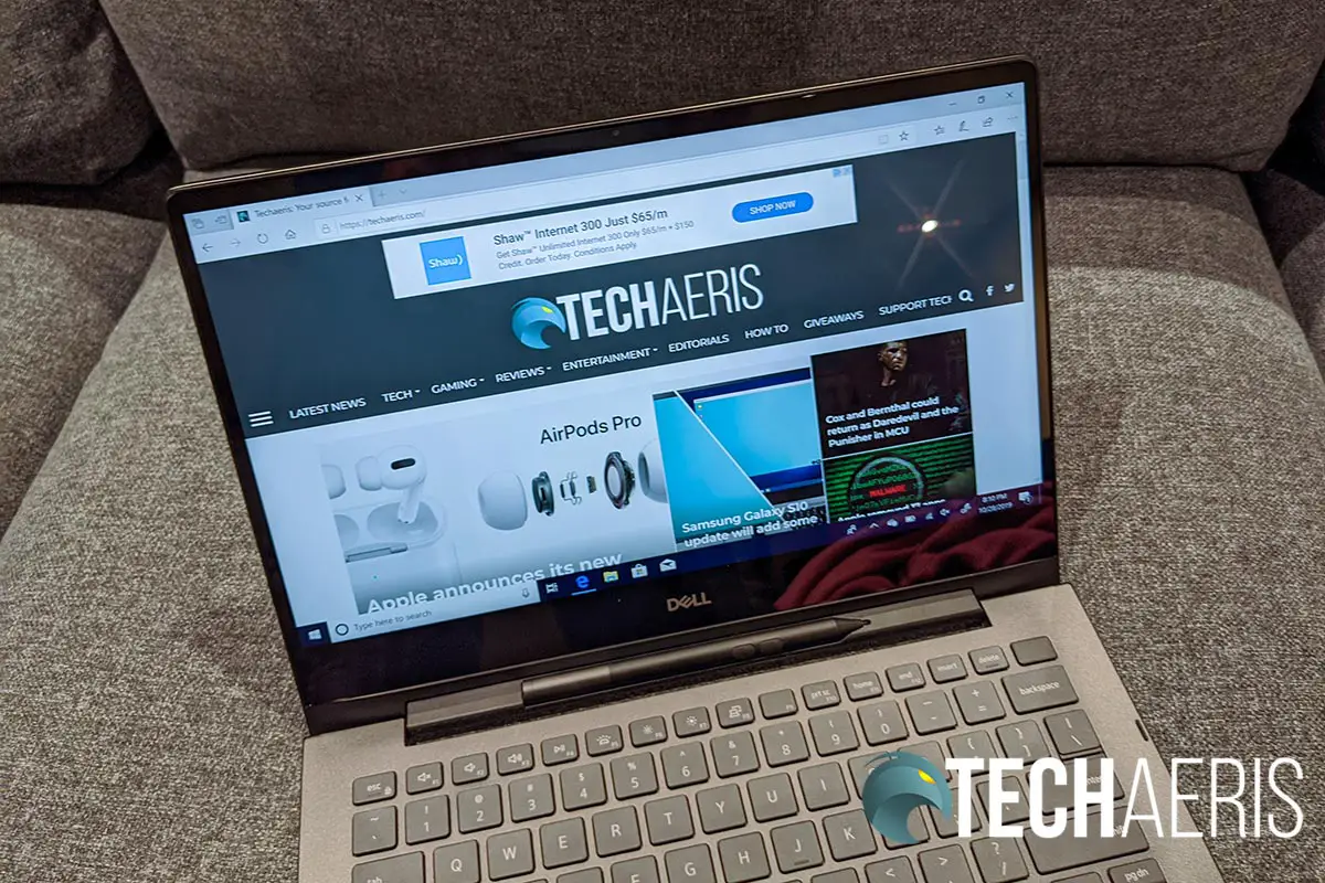 The 4K UHD screen on the 2019 Dell Inspiron 13 7000 2-in-1