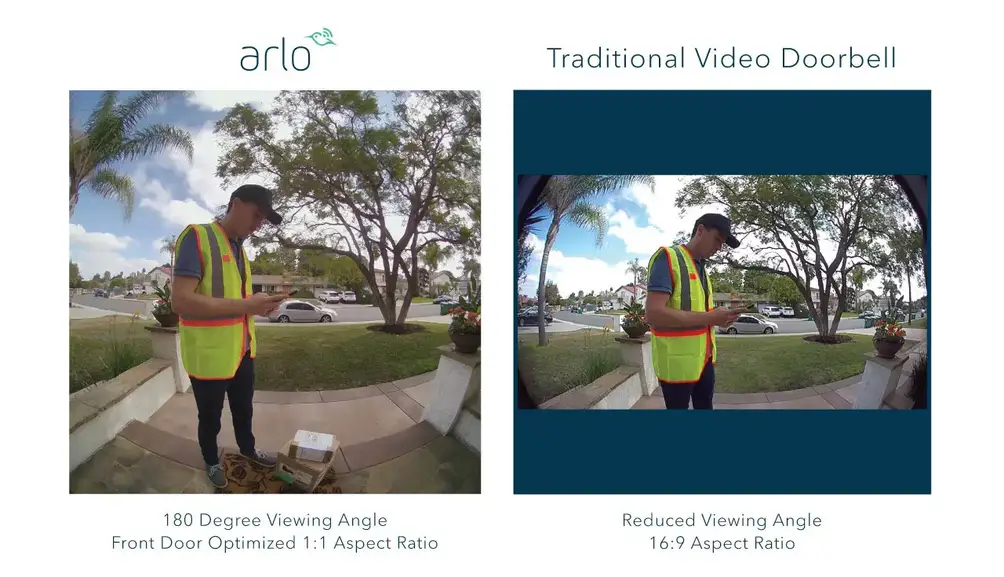 Arlo Video Doorbell 180-degree viewing angle vs 16:9 viewing angle