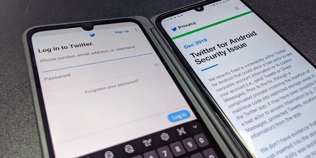 Twitter Android app on an LG G8X ThinQ Dual Screen smartphone