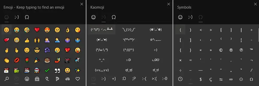 Windows 10 symbol popup screenshots