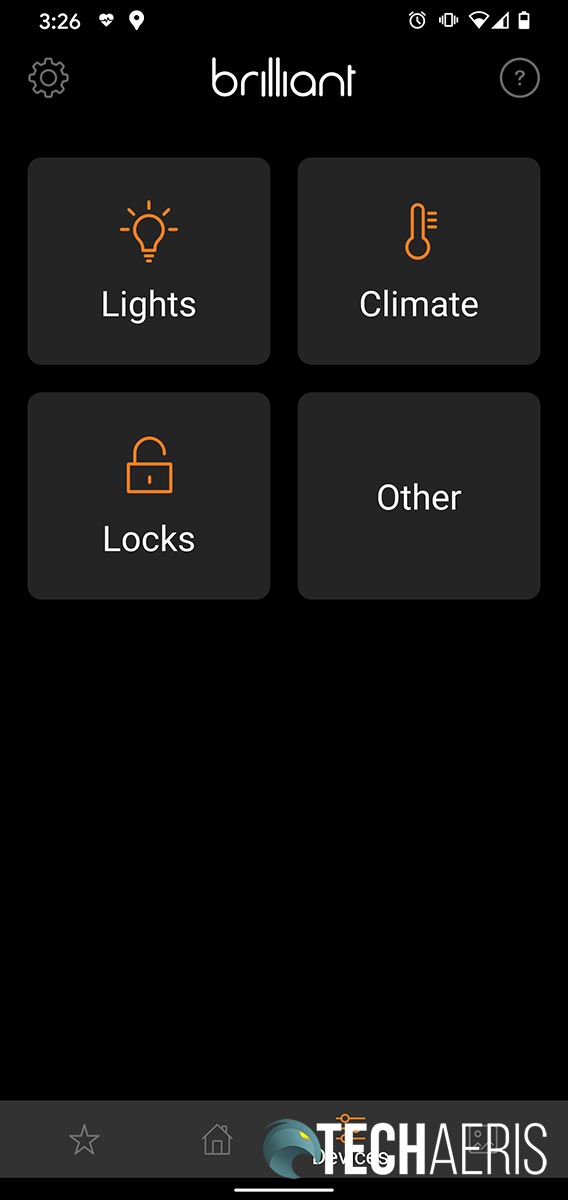 Brilliant Home Control Android app Devices tab screenshot