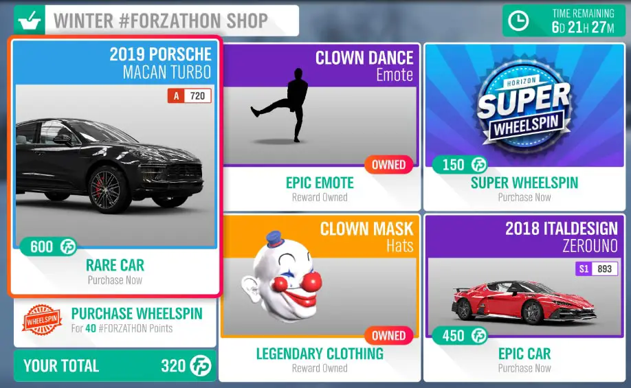 Forza Horizon 4 Winter #Forzathon Shop March 26-April 2