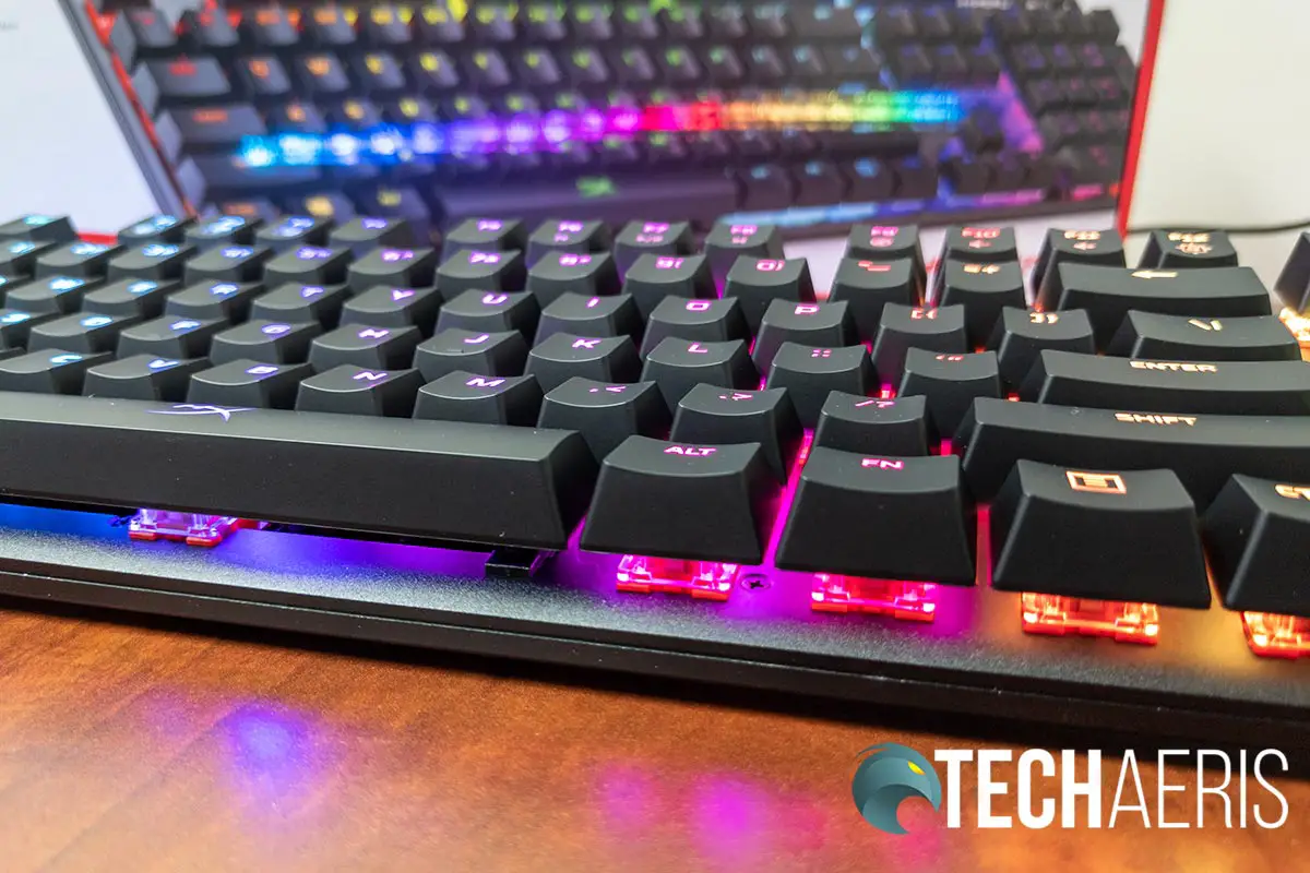 Front view of the HyperX Alloy Origins mechanical gaming keyboard