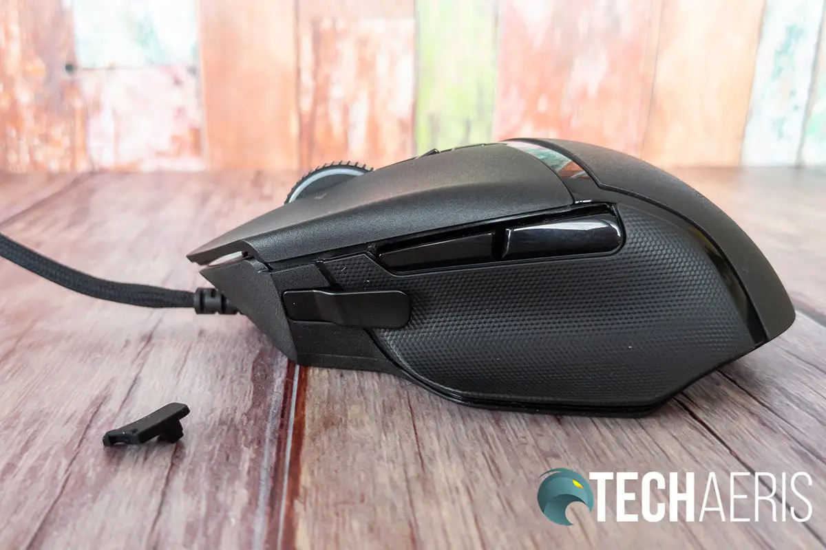 Left side view of the Razer Basilisk V2 gaming mouse with the multi-function button