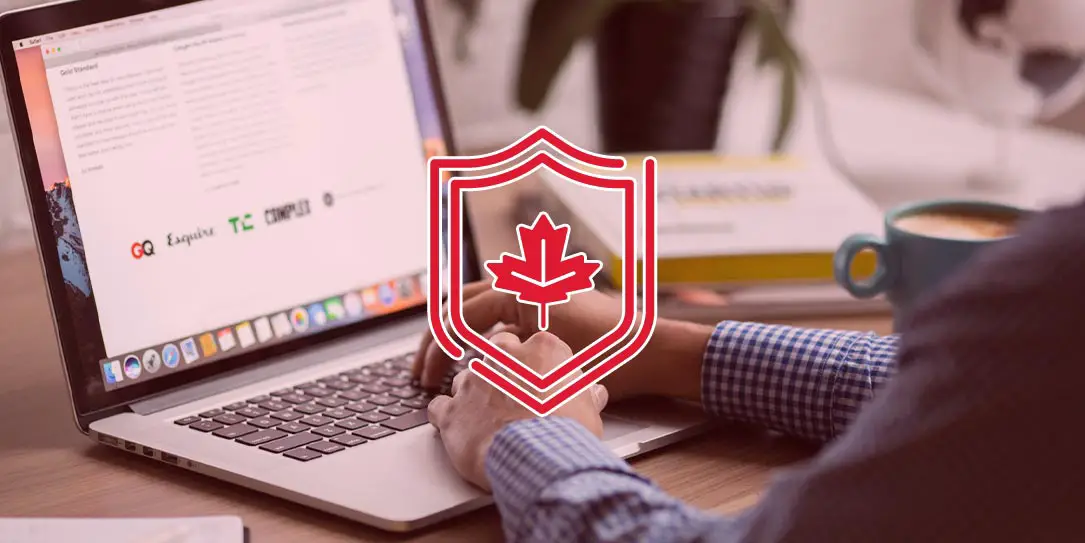 computer with CIRA Canadian Shield logo overlay