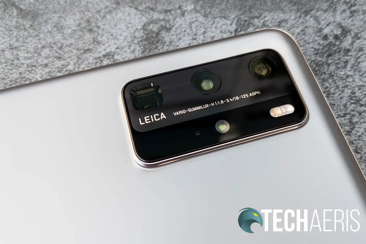 The Ultra Vision Leica Quad Camera on the back of the Huawei P40 Pro smartphone