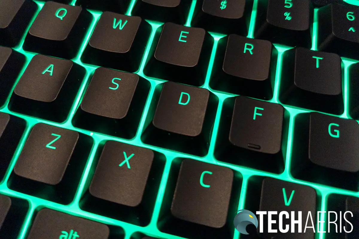 The low profile keys on the Razer Ornata V2 allow for more LED light to show, creating a floating key effect