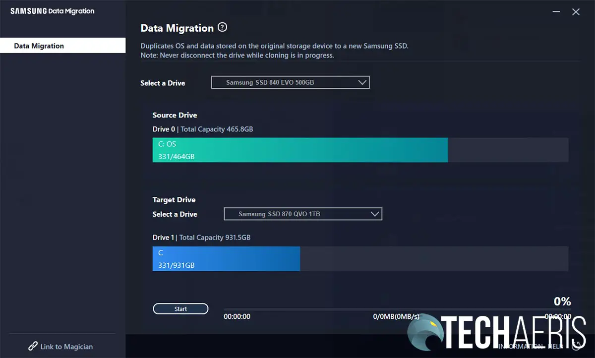 Samsung Data Migration Windows 10 application screenshot