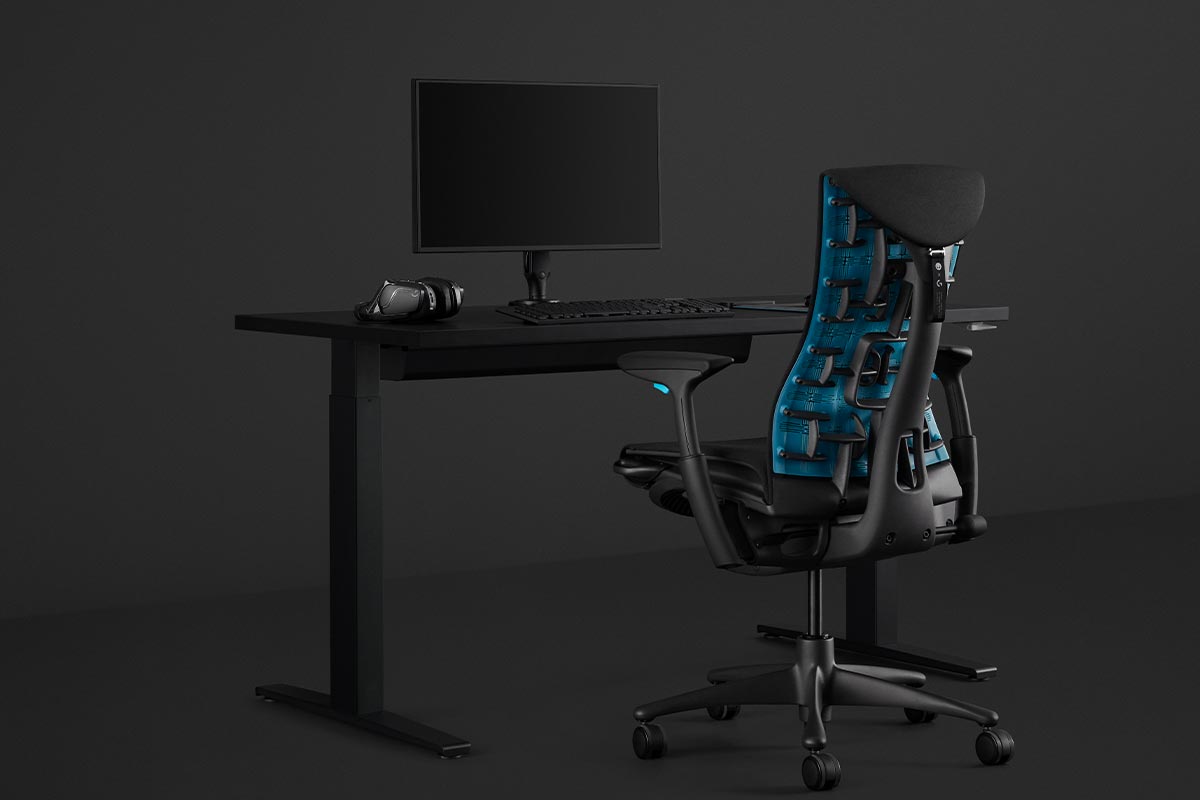 The Embody Gaming Chair with the Motia Desk and Ollin Monitor Arm