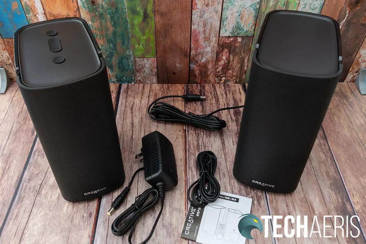 What's included with the Creative T100 Premium Hi-Fi 2.0 Desktop Speakers