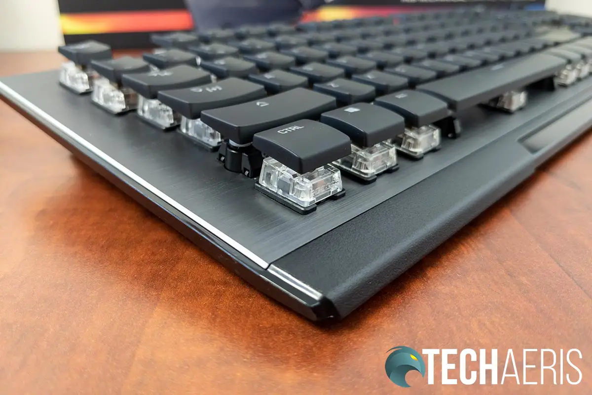 The ROCCAT Vulcan 120 AIMO mechanical gaming keyboard is thin and sleek looking