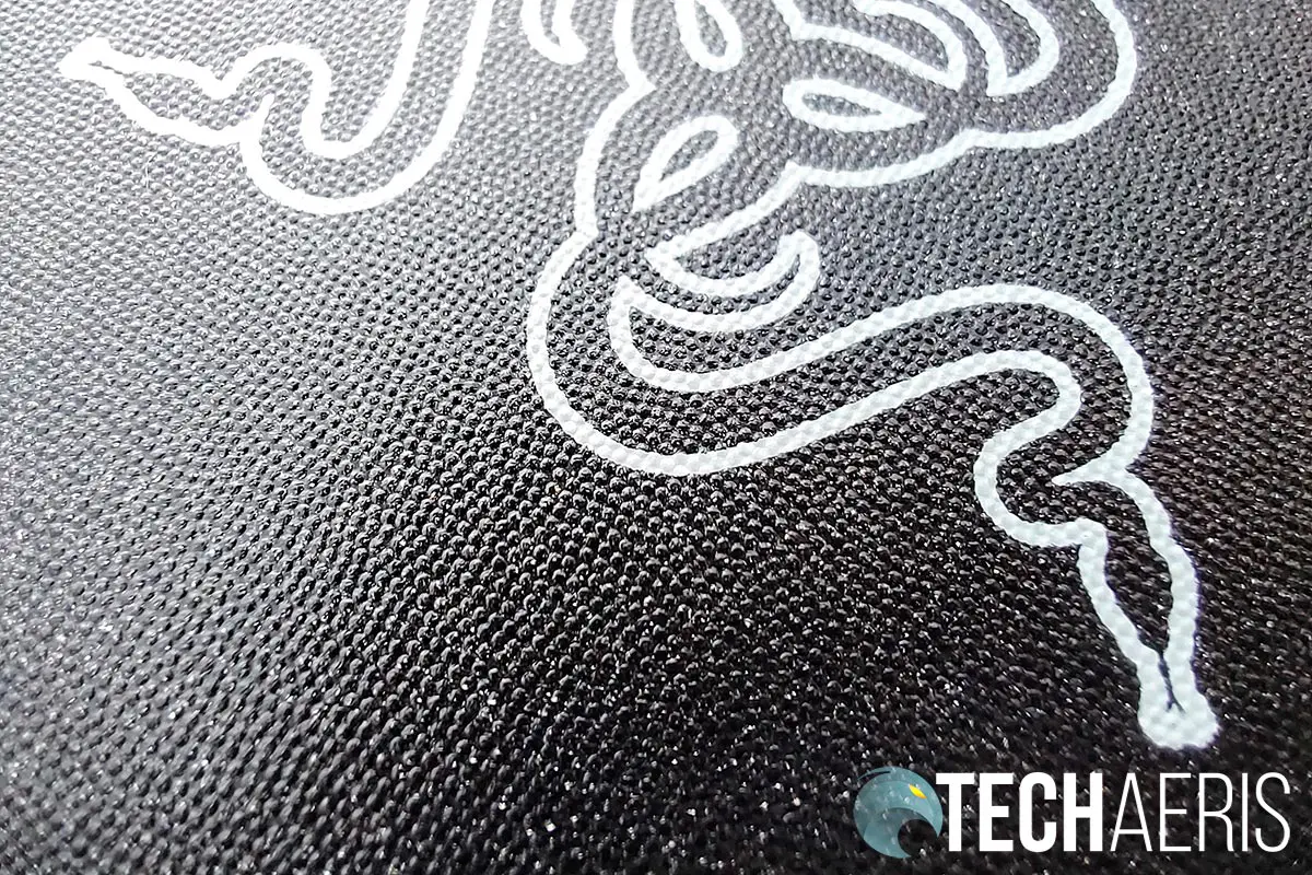 Detail of the ultraviolet activated nano-bead surface of the Razer Acari mousepad