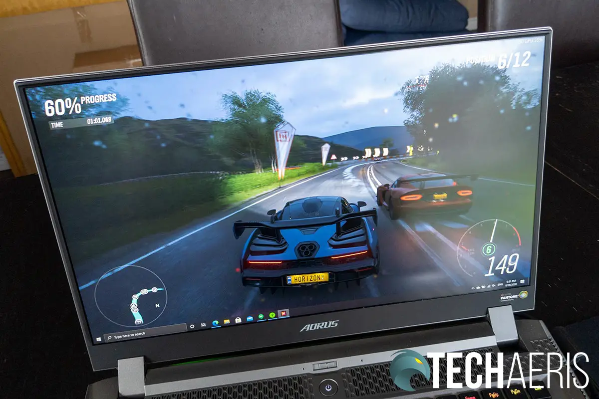The 244Hz refresh rate provides smooth gameplay on the GIGABYTE AORUS 17G gaming laptop