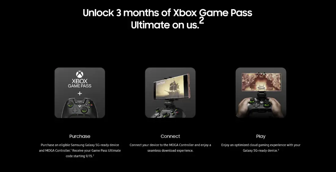Xbox Game Pass Ultimate Samsung Galaxy Store Note20 TabS7