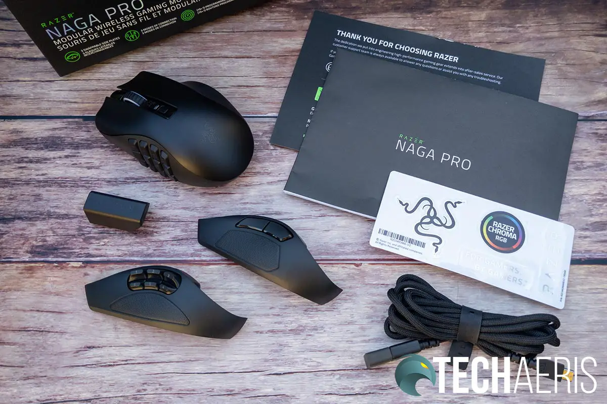 What's included with the Razer Naga Pro wireless gaming mouse