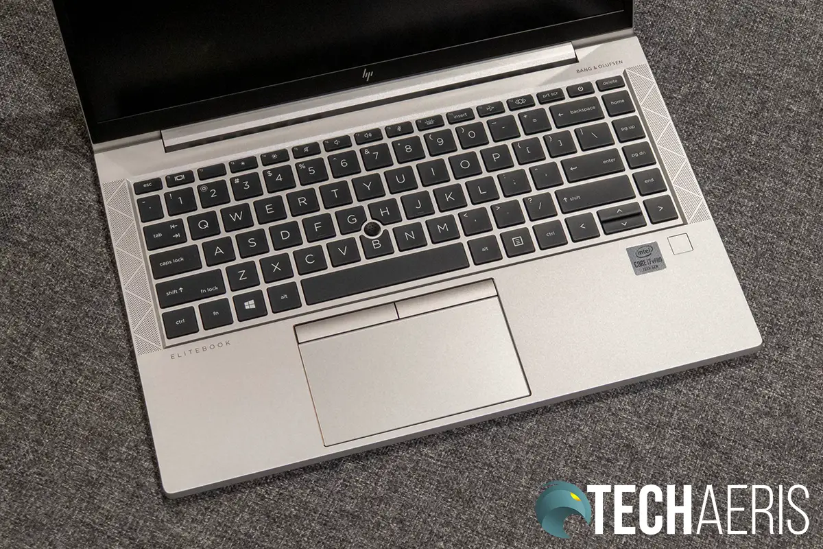 The keyboard on the HP EliteBook 840 G7 laptop